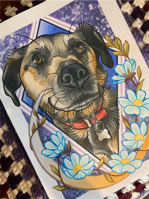 Pet portrait - neotraditional illustration